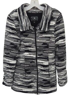 Tonia Debellis Womens Jacket M Black White Full Zip Made in Canada